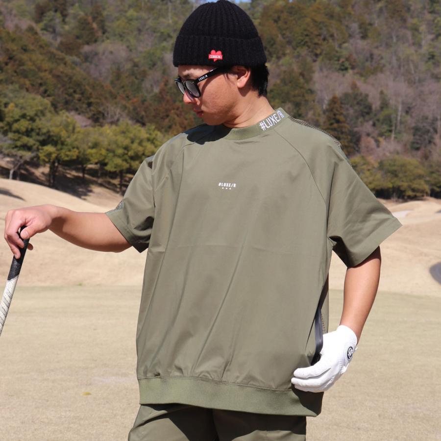 LUXE/R GOLF ラグジュゴルフ ゴルフウェア Tシャツ メンズ レディース 半袖 ストレッチ ブロード ロゴ プリント メッシュ モックネック ゆったりサイズ 2025夏 | LUXE/R | 06