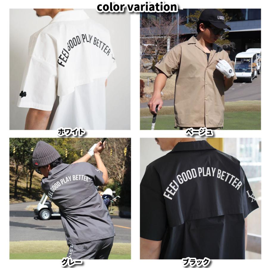 LUXE/R GOLF ラグジュゴルフ オープンシャツ メンズ レディース 半袖 ゴルフウェア ストレッチ ブロード ロゴ プリント 撥水加工 ゆったりサイズ 2025夏 | LUXE/R | 11