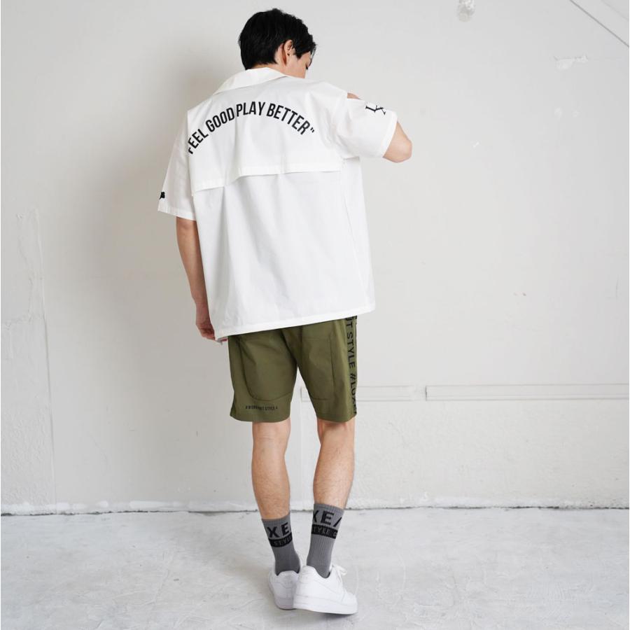 LUXE/R GOLF ラグジュゴルフ オープンシャツ メンズ レディース 半袖 ゴルフウェア ストレッチ ブロード ロゴ プリント 撥水加工 ゆったりサイズ 2025夏 | LUXE/R | 01