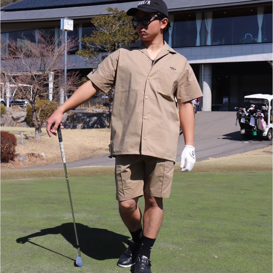 LUXE/R GOLF ラグジュゴルフ オープンシャツ メンズ レディース 半袖 ゴルフウェア ストレッチ ブロード ロゴ プリント 撥水加工 ゆったりサイズ 2025夏 | LUXE/R | 02