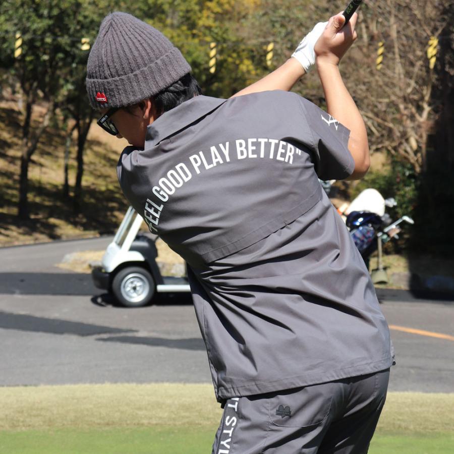 LUXE/R GOLF ラグジュゴルフ オープンシャツ メンズ レディース 半袖 ゴルフウェア ストレッチ ブロード ロゴ プリント 撥水加工 ゆったりサイズ 2025夏 | LUXE/R | 03