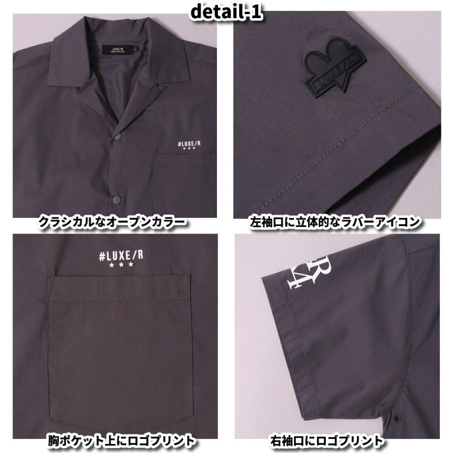 LUXE/R GOLF ラグジュゴルフ オープンシャツ メンズ レディース 半袖 ゴルフウェア ストレッチ ブロード ロゴ プリント 撥水加工 ゆったりサイズ 2025夏 | LUXE/R | 09