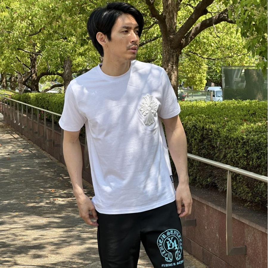 LUXE/R ラグジュ スポーツ Tシャツ 半袖 メンズ レディース 男女兼用 クロス ロゴ 立体刺繍 十字架 クルーネック M L XL 2025夏 | LUXE/R | 01
