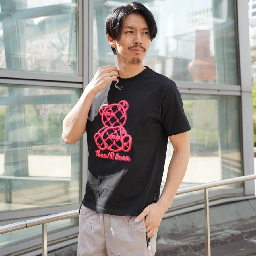 LUXE/R ラグジュ スポーツ Tシャツ 半袖 メンズ レディース 男女兼用 ラグジュベア クマさん コード刺繍 モノグラム クルーネック M L XL 蛍光色スプレー 2025夏 | LUXE/R | 04