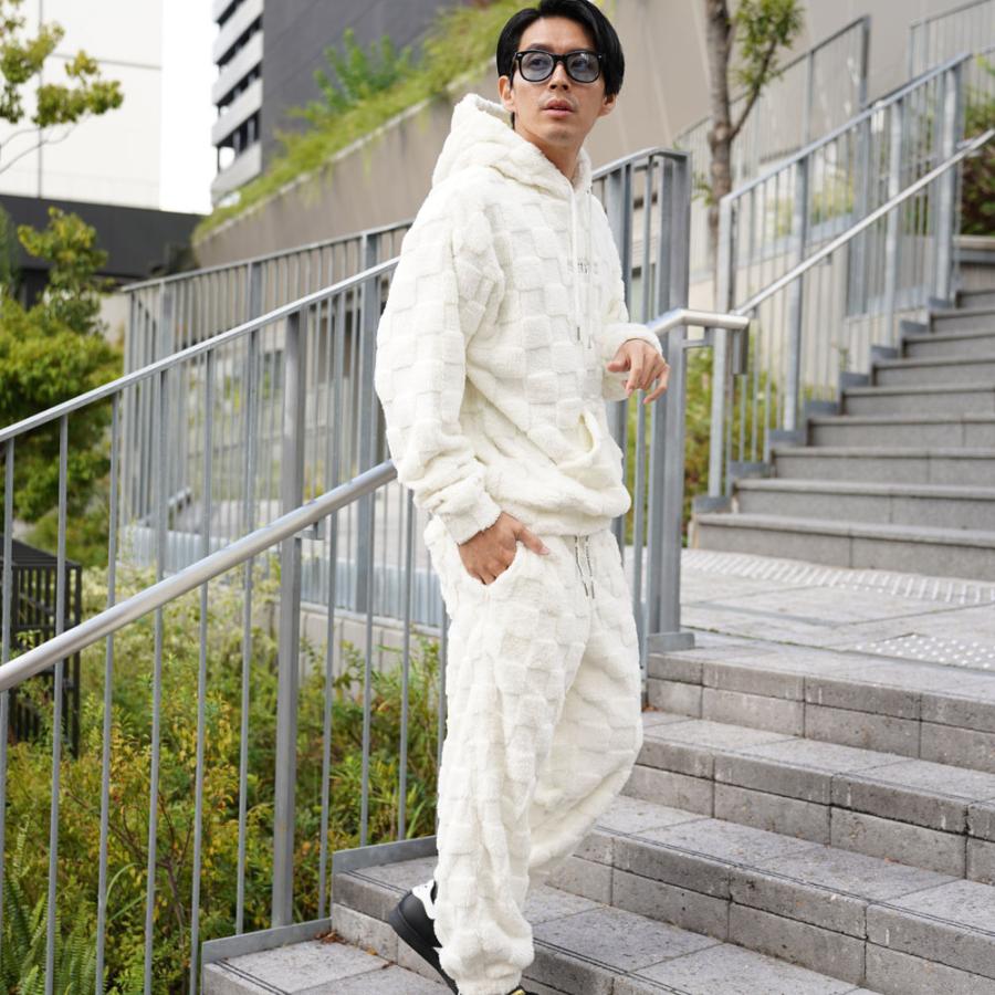 LUXE/R ラグジュ プルパーカー メンズ レディース 男女兼用 ブロックチェック フェイクファー M L XL セットアップ可能 2025秋冬 | LUXE/R | 01