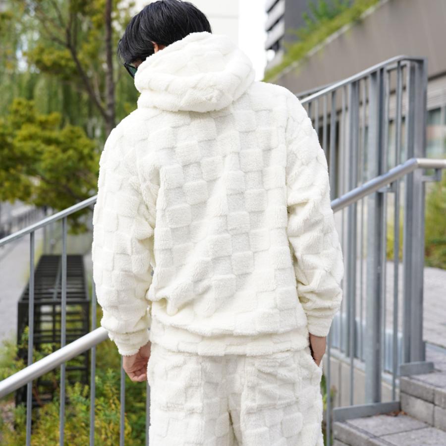 LUXE/R ラグジュ プルパーカー メンズ レディース 男女兼用 ブロックチェック フェイクファー M L XL セットアップ可能 2025秋冬 | LUXE/R | 04