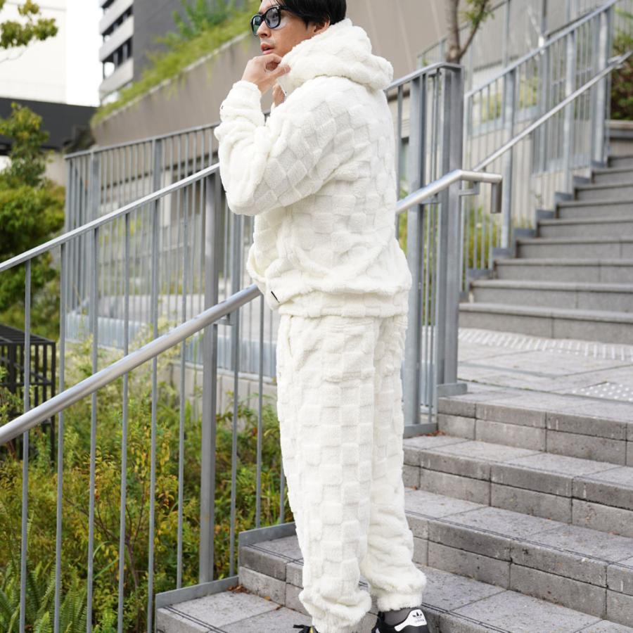 LUXE/R ラグジュ メンズ レディース ユニセックス フェイクファー ブロックチェック ウェストゴム セットアップ可能 ゆったりシルエット 2025 秋冬 | LUXE/R | 01