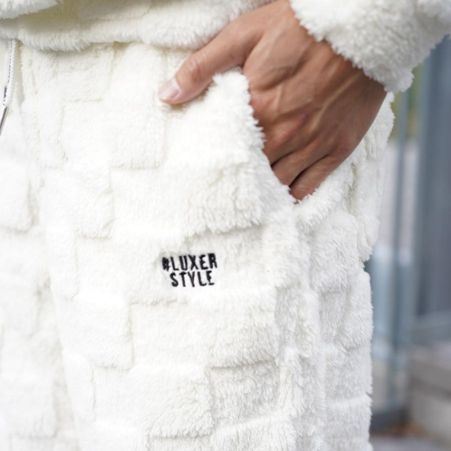 LUXE/R ラグジュ メンズ レディース ユニセックス フェイクファー ブロックチェック ウェストゴム セットアップ可能 ゆったりシルエット 2025 秋冬 | LUXE/R | 04