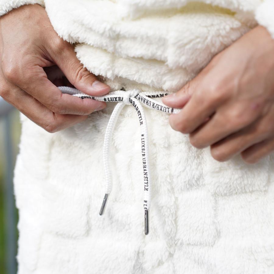 LUXE/R ラグジュ メンズ レディース ユニセックス フェイクファー ブロックチェック ウェストゴム セットアップ可能 ゆったりシルエット 2025 秋冬 | LUXE/R | 05