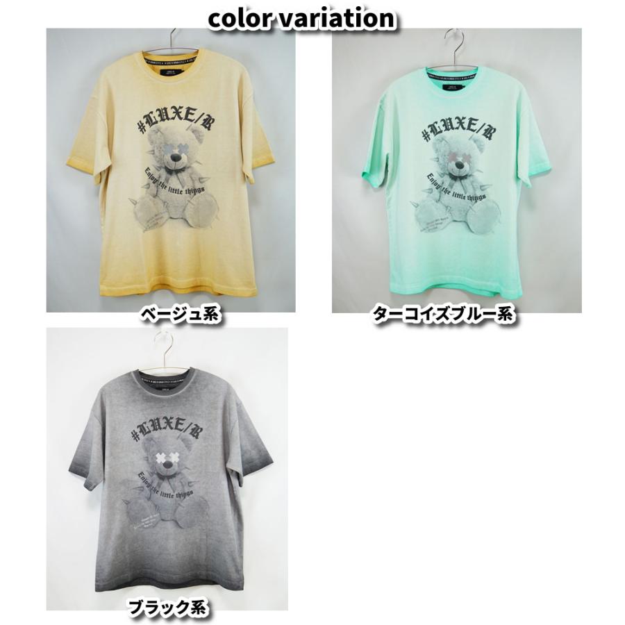 LUXE/R ラグジュ スポーツ Tシャツ 半袖 メンズ レディース 男女兼用 ベア クマさん 転写プリント ピグメント加工 クルーネック M L XL 2025夏 | LUXE/R | 02