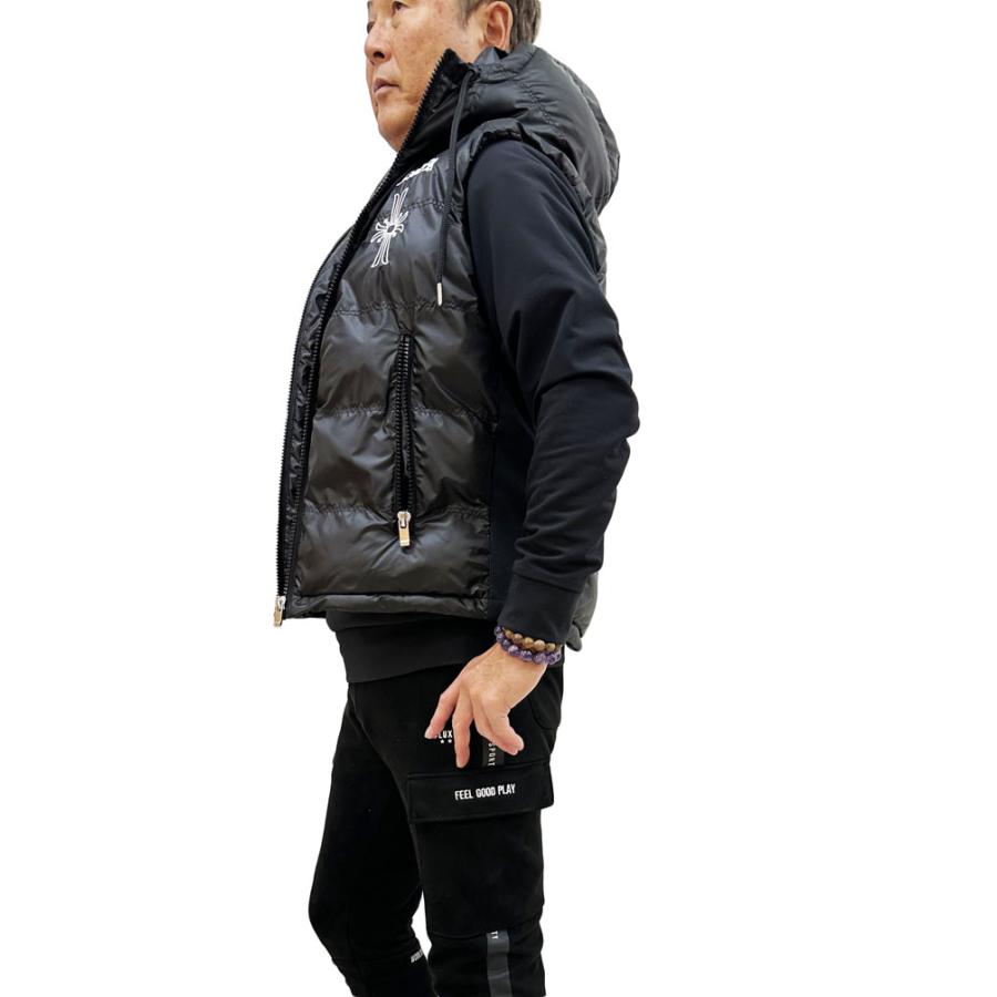 中綿 ベスト パーカー  LUXE/R ラグジュ メンズ レディース 男女兼用 ユニセックス クロス 刺繍  M L XL | LUXE/R | 02