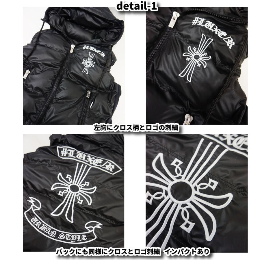 中綿 ベスト パーカー  LUXE/R ラグジュ メンズ レディース 男女兼用 ユニセックス クロス 刺繍  M L XL | LUXE/R | 03