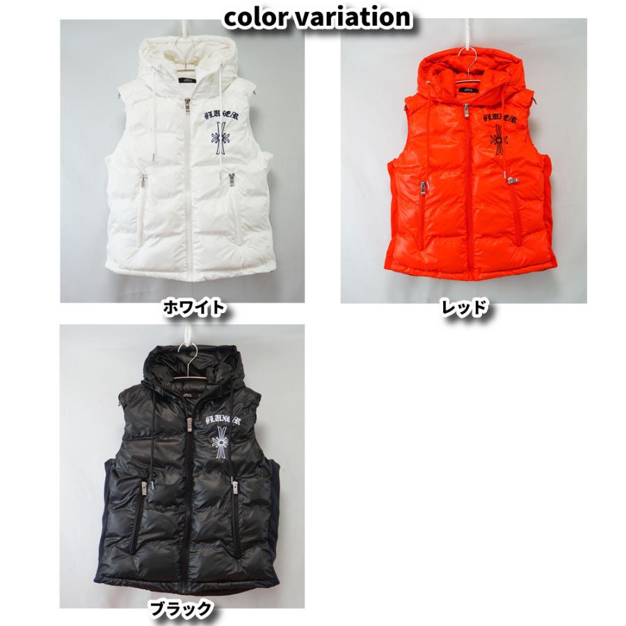 中綿 ベスト パーカー  LUXE/R ラグジュ メンズ レディース 男女兼用 ユニセックス クロス 刺繍  M L XL | LUXE/R | 05