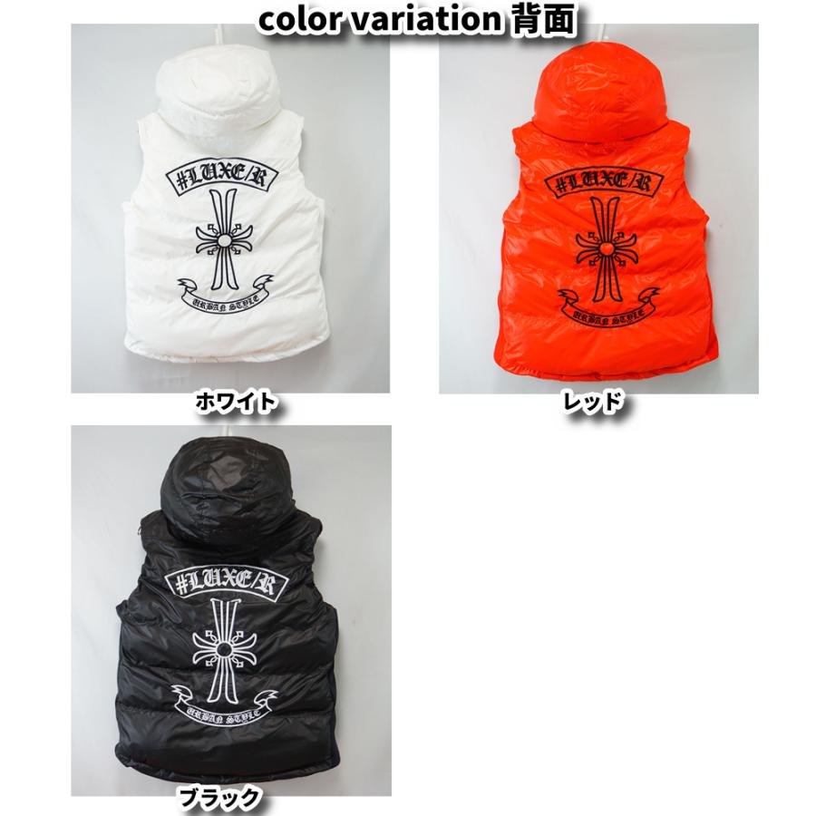 中綿 ベスト パーカー  LUXE/R ラグジュ メンズ レディース 男女兼用 ユニセックス クロス 刺繍  M L XL | LUXE/R | 06