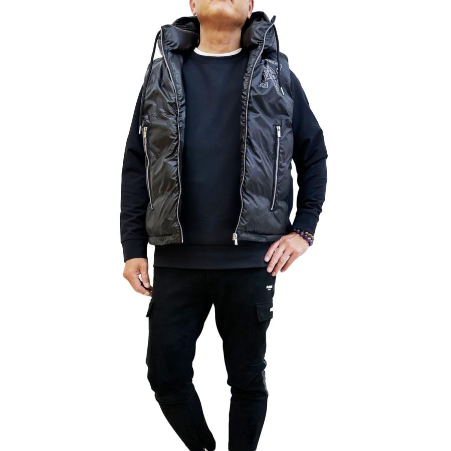 中綿 ベスト パーカー  LUXE/R ラグジュ メンズ レディース 男女兼用 ユニセックス ラインストーン サークル柄   M L XL | LUXE/R | 01