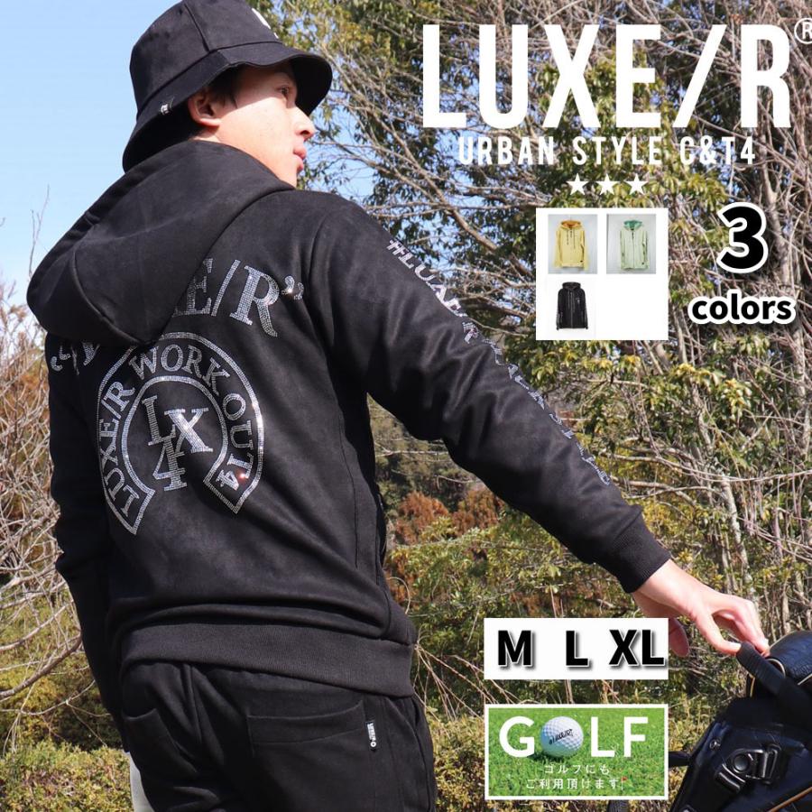 ポリスウェード ジャージ ジップアップ パーカー ふつうサイズ ラインストーンロゴ ラグジュゴルフ M L XL ゴルフ LUXE/R GOLF 26年春モデル セットアップ可能 | LUXE/R