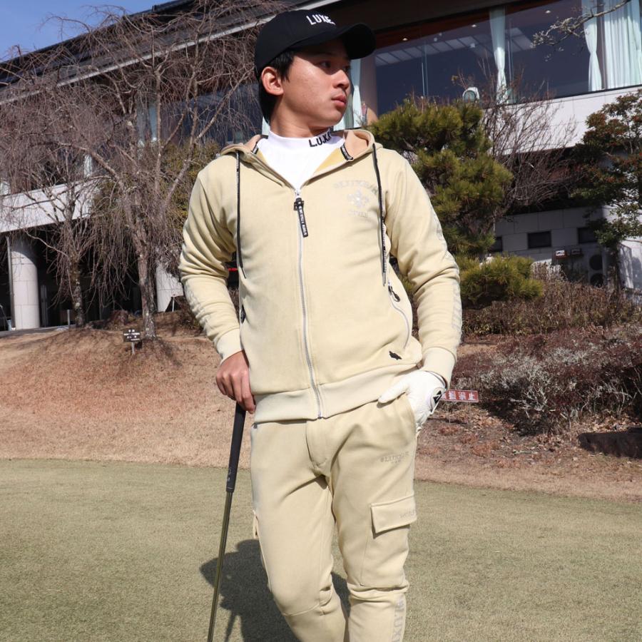 ポリスウェード ジャージ ジップアップ パーカー ふつうサイズ ラインストーンロゴ ラグジュゴルフ M L XL ゴルフ LUXE/R GOLF 26年春モデル セットアップ可能 | LUXE/R | 01