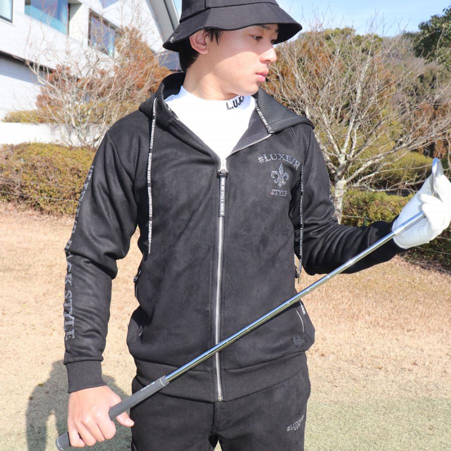 ポリスウェード ジャージ ジップアップ パーカー ふつうサイズ ラインストーンロゴ ラグジュゴルフ M L XL ゴルフ LUXE/R GOLF 26年春モデル セットアップ可能 | LUXE/R | 02