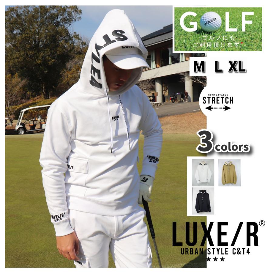 プルオーバーパーカー ストレッチ ジャージ メンズ レディース ふつうサイズ 発泡プリント ラグジュゴルフ M L XL  LUXE/R GOLF 26年春モデル セットアップ可能 | LUXE/R