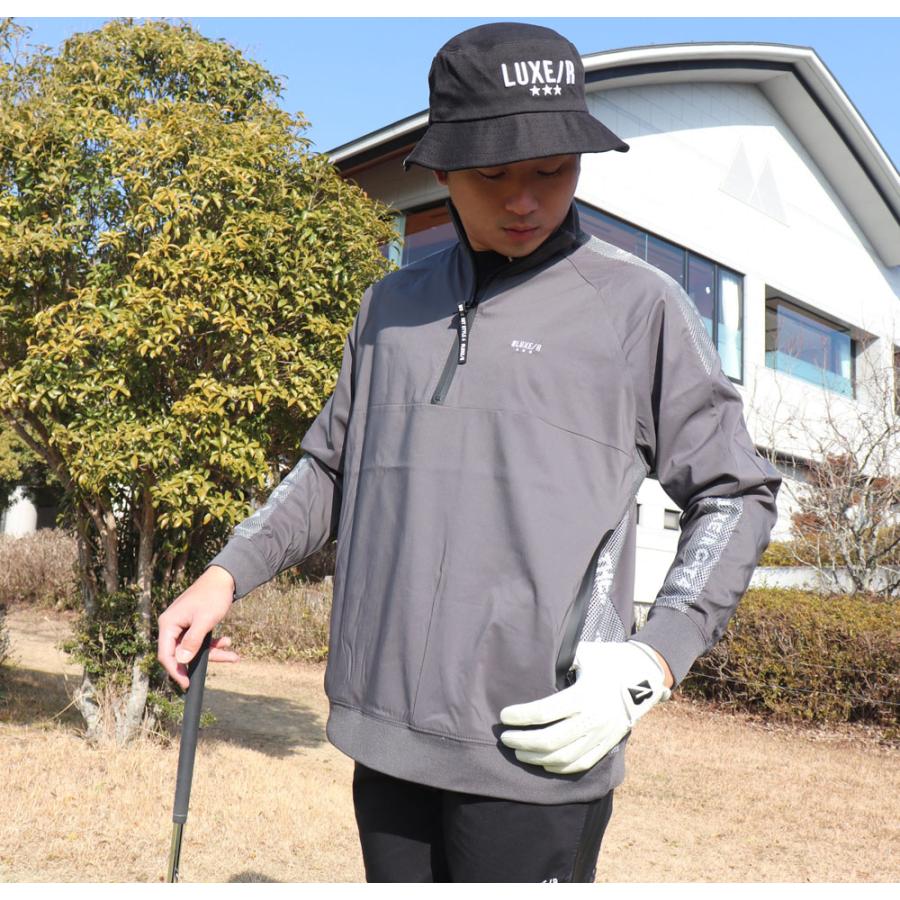 ラグジュゴルフ LUXE/R GOLF ゴルフウェア メンズ レディース 布帛長袖 Tシャツ ジップアップ スタンドカラー  撥水加工 ストレッチ ゆったりサイズ | LUXE/R | 01