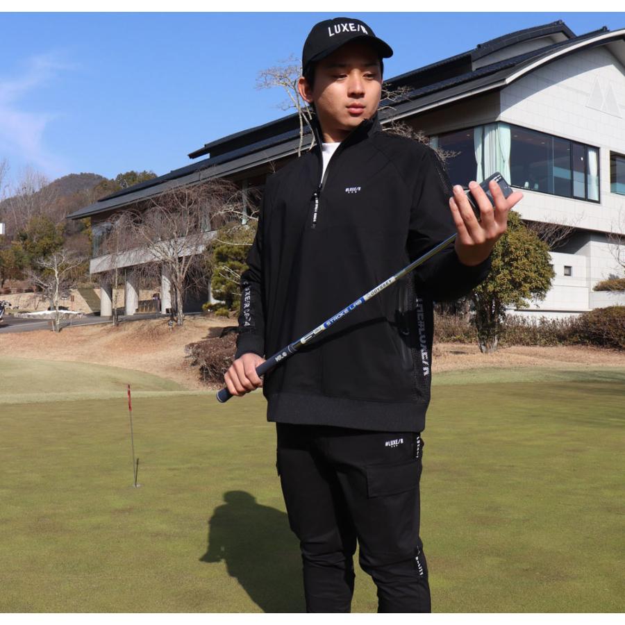ラグジュゴルフ LUXE/R GOLF ゴルフウェア メンズ レディース 布帛長袖 Tシャツ ジップアップ スタンドカラー  撥水加工 ストレッチ ゆったりサイズ | LUXE/R | 02