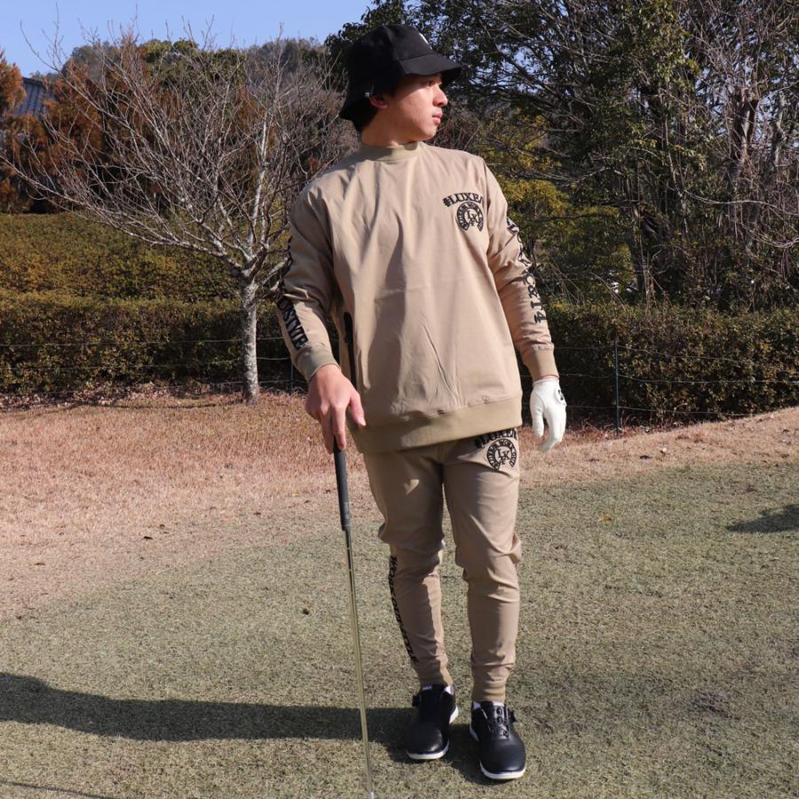 ラグジュゴルフ LUXE/R GOLF ゴルフウェア メンズ レディース 長袖Tシャツ クルーネック コード刺繍 撥水加工 ストレッチ ユニセックス ゆったりサイズ | LUXE/R | 01