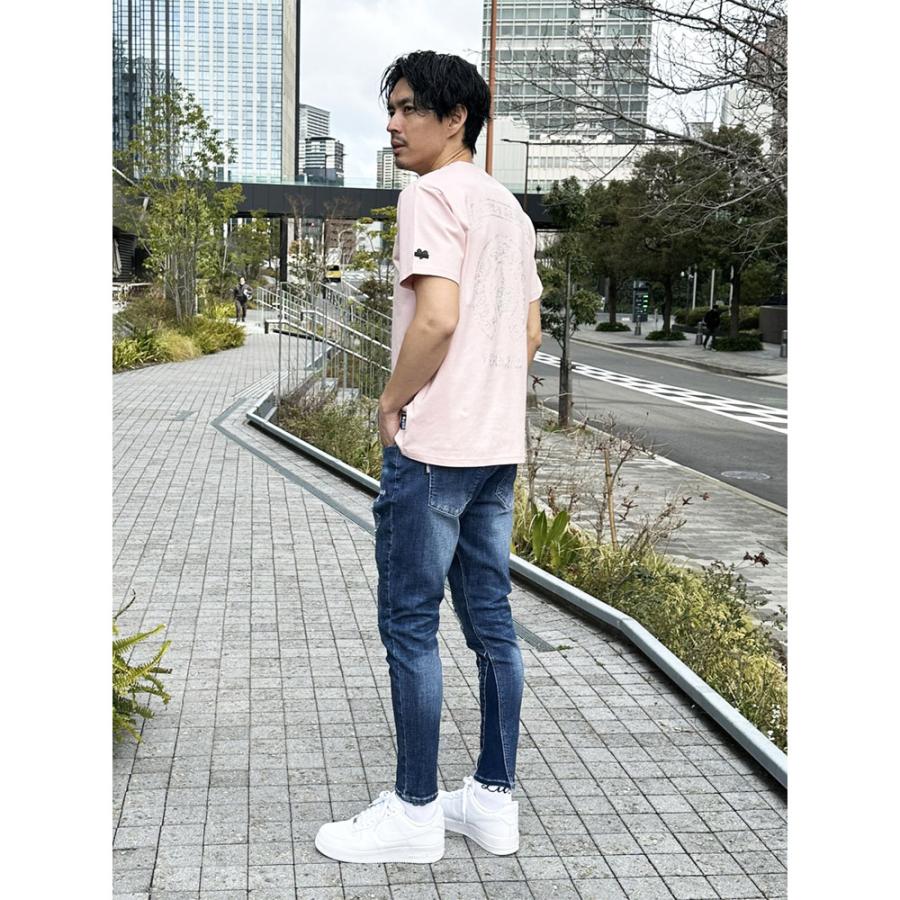 LUXE/R ラグジュ Tシャツ 半袖 メンズ レディース 男女兼用 ラインストーン ストレッチ ベア天竺 馬蹄形 クルーネック M L XL 2026夏 | LUXE/R | 02