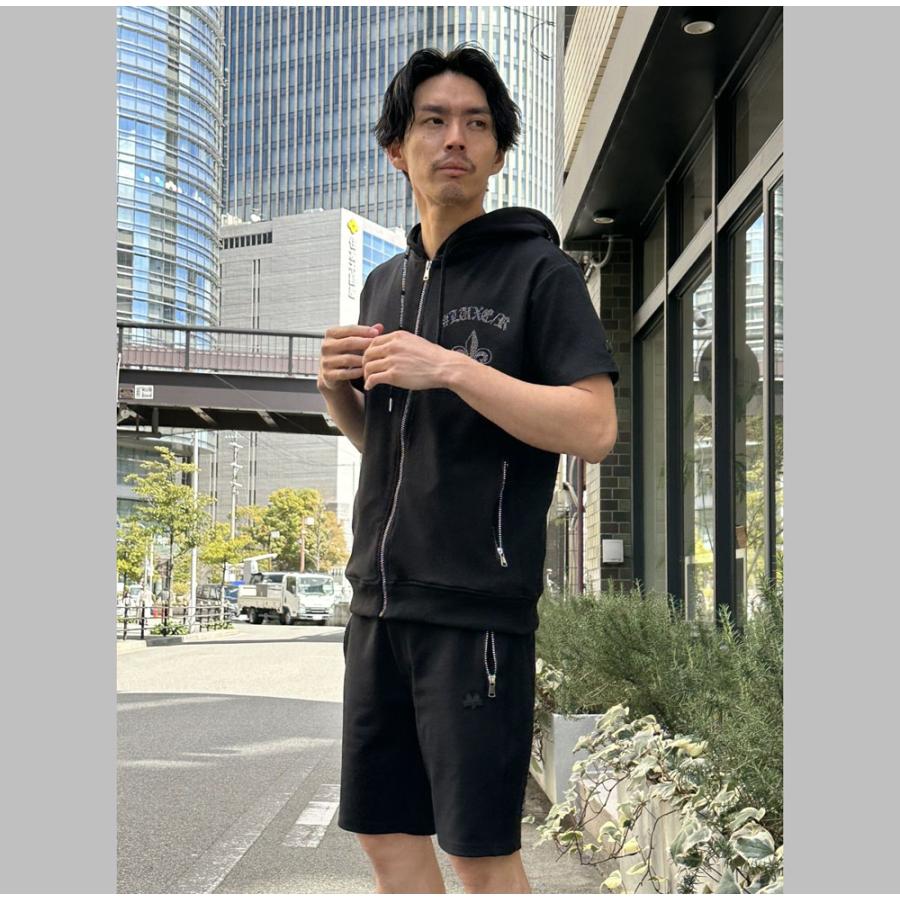 LUXE/R ラグジュ 半袖 ジップアップ パーカー メンズ レディース ストレッチ ジャージ ラインストーン M L XL セットアップ可能 ラグジュアリー スポーツ 2026夏 | LUXE/R | 01