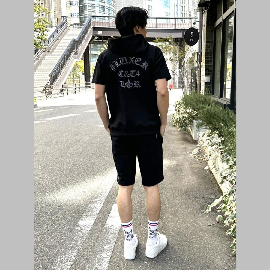 LUXE/R ラグジュ 半袖 ジップアップ パーカー メンズ レディース ストレッチ ジャージ ラインストーン M L XL セットアップ可能 ラグジュアリー スポーツ 2026夏 | LUXE/R | 02