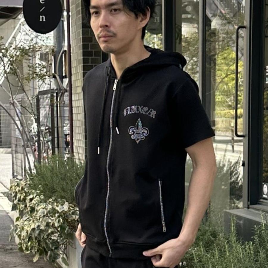 LUXE/R ラグジュ 半袖 ジップアップ パーカー メンズ レディース ストレッチ ジャージ ラインストーン M L XL セットアップ可能 ラグジュアリー スポーツ 2026夏 | LUXE/R | 03