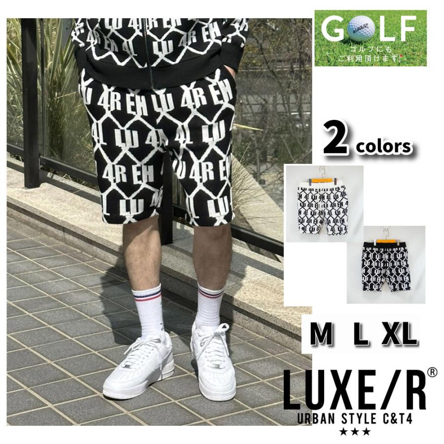 ラグジュゴルフ LUXE/R  GOLF ショートパンツ ハーフパンツ メンズ レディース  ユニセックス モノグラム ジャガードニット セットアップ可能 M L XL | LUXE/R