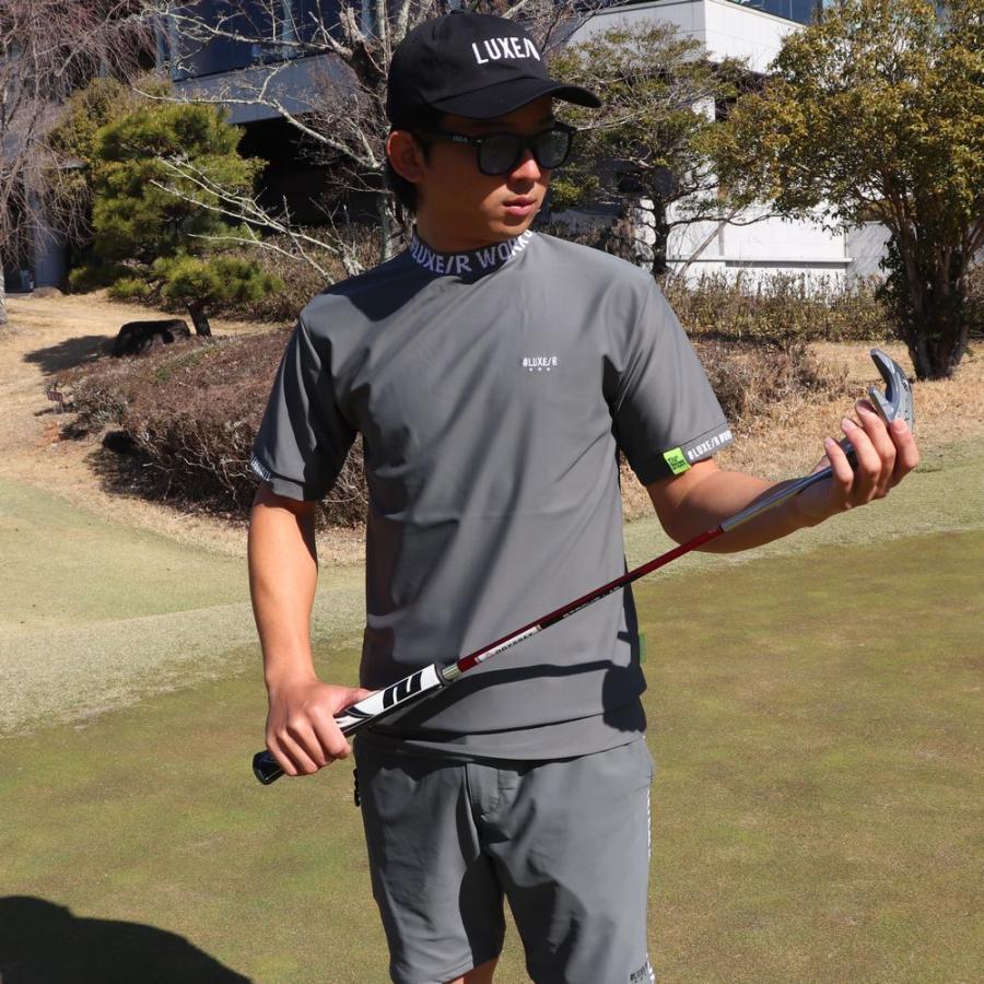 LUXE/R GOLF ラグジュゴルフ Tシャツ メンズ レディース 半袖 ストレッチ スムース 吸水速乾 モックネック エリロゴ ゴルフウェア 2026夏 | LUXE/R | 03