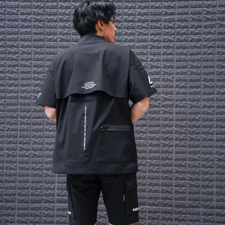 LUXE/R GOLF ラグジュゴルフ ゴルフウェア ハーフジップアップ スタンドカラー メンズ レディース 半袖 ストレッチ ブロード 止水ジップ ゆったりサイズ | LUXE/R | 04