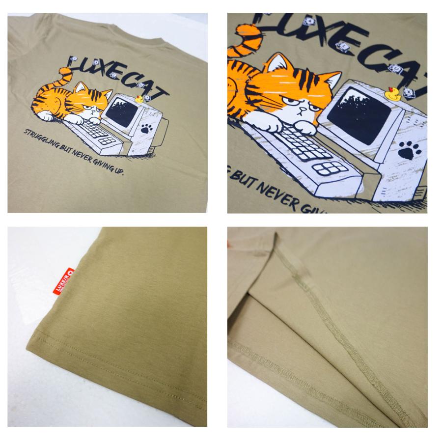 LUXE/R ラグジュ Tシャツ 半袖 メンズ レディース 男女兼用  ネコ パソコン プリント クルーネック M L XL 2026夏 コットン ヘビーウェイト | LUXE/R | 03