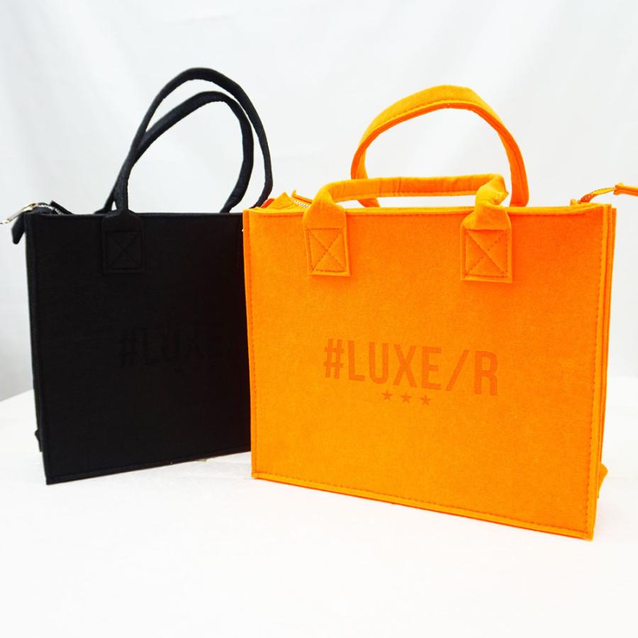 トートバッグ ショルダーバッグ 厚手フェルト スカーフ付き メンズ レディース ラグジュ LUXE/R 黒 オレンジ ロゴ ユニセックス 男女兼用 フリーサイズ | LUXE/R | 01