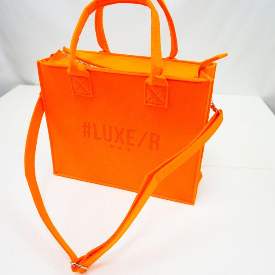 トートバッグ ショルダーバッグ 厚手フェルト スカーフ付き メンズ レディース ラグジュ LUXE/R 黒 オレンジ ロゴ ユニセックス 男女兼用 フリーサイズ | LUXE/R | 03