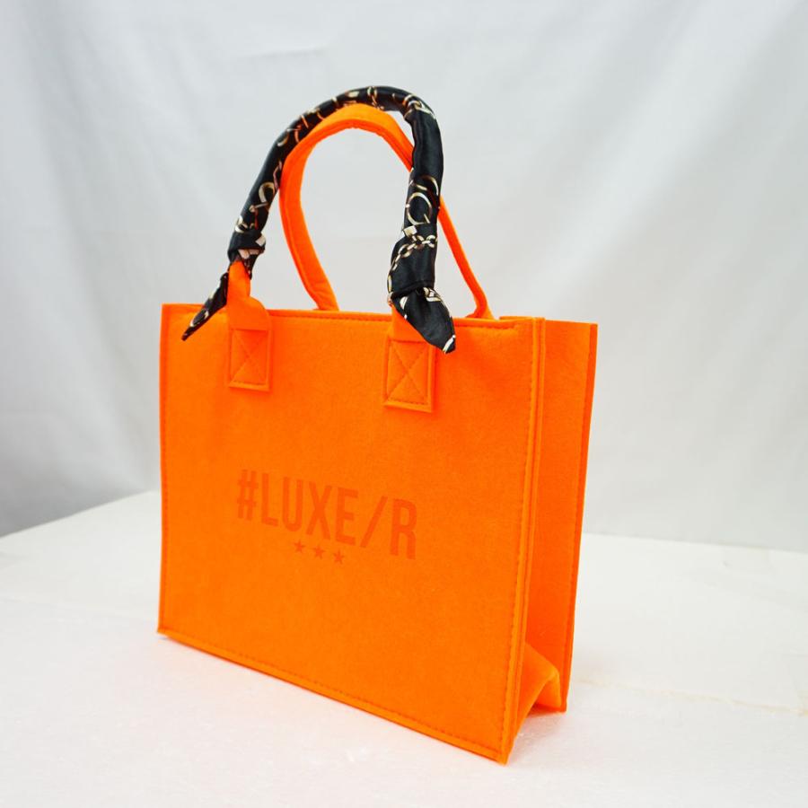 トートバッグ ショルダーバッグ 厚手フェルト スカーフ付き メンズ レディース ラグジュ LUXE/R 黒 オレンジ ロゴ ユニセックス 男女兼用 フリーサイズ | LUXE/R | 05