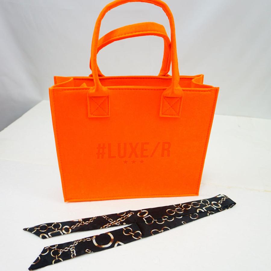 トートバッグ ショルダーバッグ 厚手フェルト スカーフ付き メンズ レディース ラグジュ LUXE/R 黒 オレンジ ロゴ ユニセックス 男女兼用 フリーサイズ | LUXE/R | 07