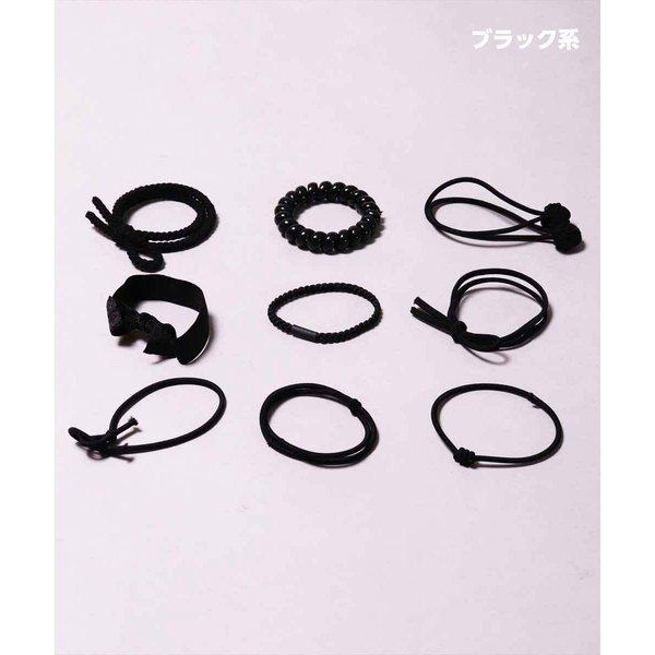 ヘアゴム セット 9個入り かわいい 大人っぽい アソート ヘアアクセサリー キッズ レディース 女の子 髪飾り ブラック 黒 グリーン ピンク 送料無料 Aタイプ | ブランド登録なし | 07