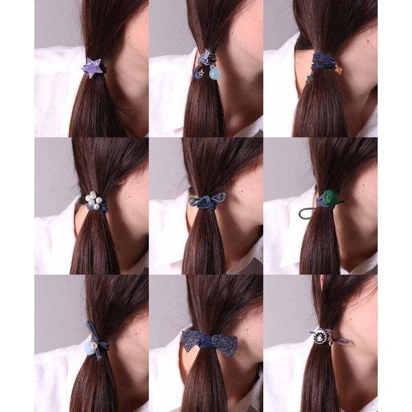 ヘアゴム セット 9個入り かわいい ヘアアクセサリー キッズ レディース 女の子 髪飾り ブラック 黒 ブルー ネイビー 青 グレー ピンク 送料無料 Bタイプ | ブランド登録なし | 01