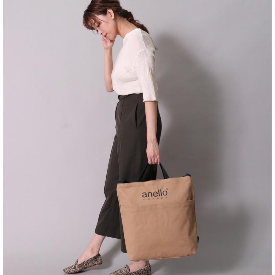アネロ グランデ トートバッグ ショルダーバッグ レディース メンズ 2ウェイ anello コットン キャンバス ロゴ シンプル ベーシック 正規品 A4サイズ 3ポケット | anello GRANDE | 02