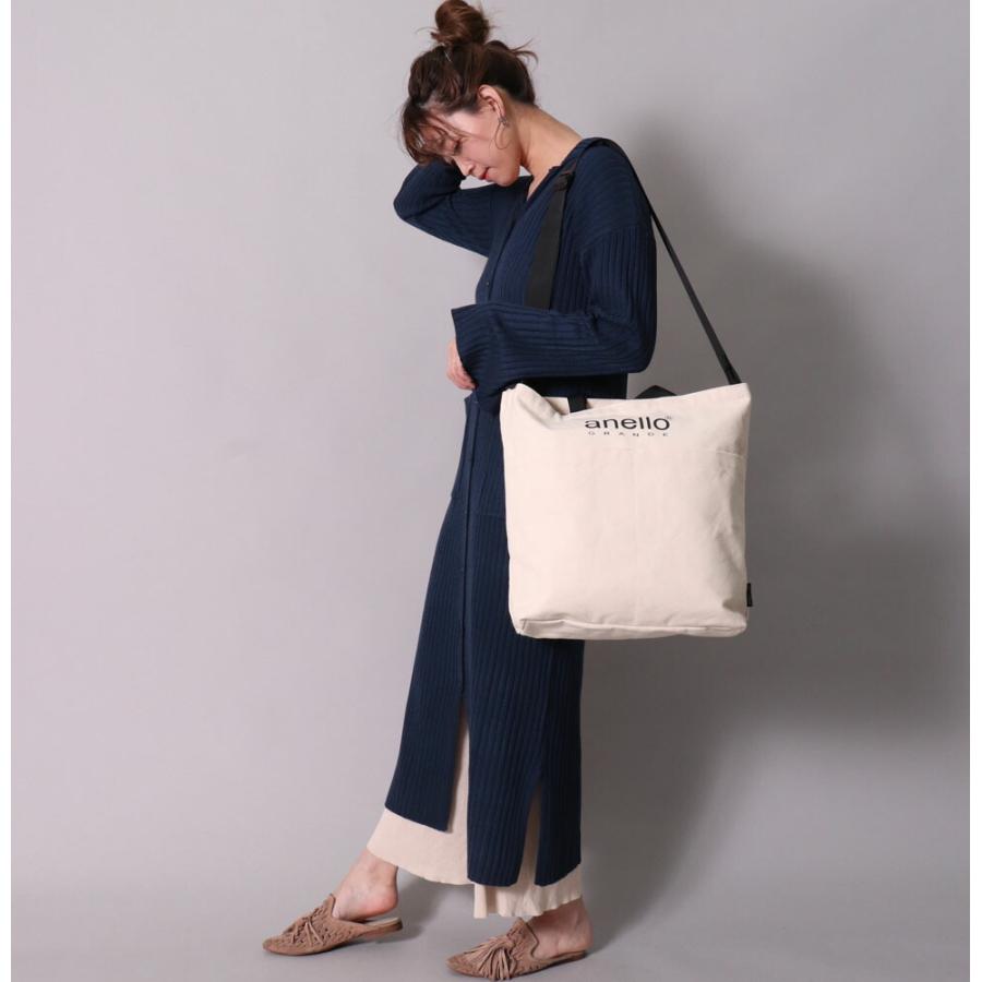 アネロ グランデ トートバッグ ショルダーバッグ レディース メンズ 2ウェイ anello コットン キャンバス ロゴ シンプル ベーシック 正規品 A4サイズ 3ポケット | anello GRANDE | 03