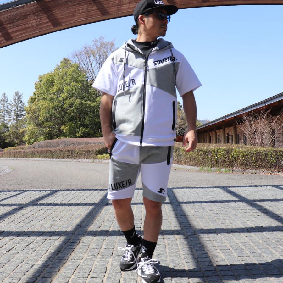 LUXE/R ワークアウトスタイル 半袖 ジップパーカー 短パン 上下