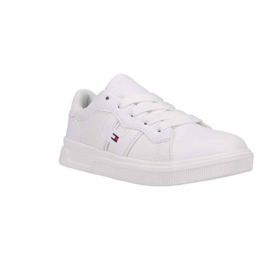 トミーヒルフィガー TOMMY HILFIGER スニーカー ジュニア企画サイズ  ケイマン 3.0  CAYMAN 3.0 ホワイト フェイクレザー 合皮スニーカー | TOMMY HILFIGER | 01