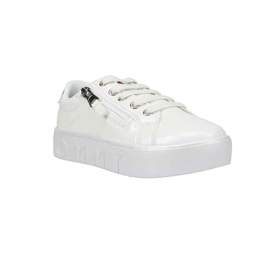 トミーヒルフィガー TOMMY HILFIGER スニーカー ジュニア企画サイズ  エバ プラットフォーム ジップ 18cm〜22cm ホワイトシルバー  合皮スニーカー | TOMMY HILFIGER | 01