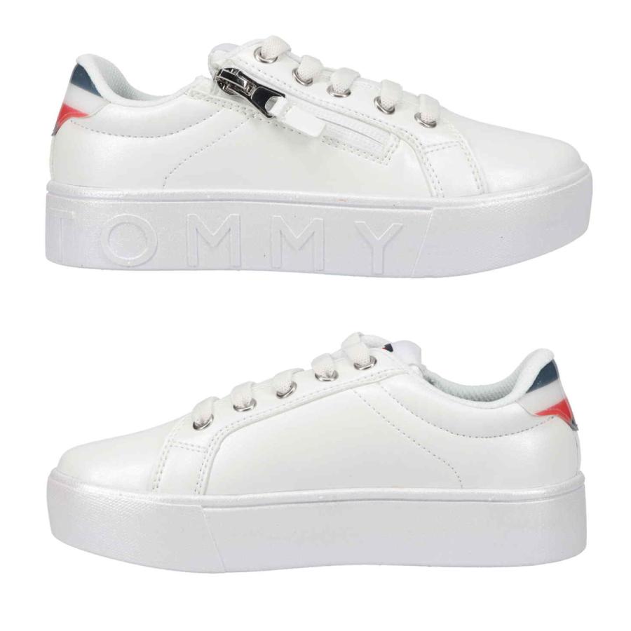 トミーヒルフィガー TOMMY HILFIGER スニーカー ジュニア企画サイズ  エバ プラットフォーム ジップ 18cm〜22cm ホワイトシルバー  合皮スニーカー | TOMMY HILFIGER | 02