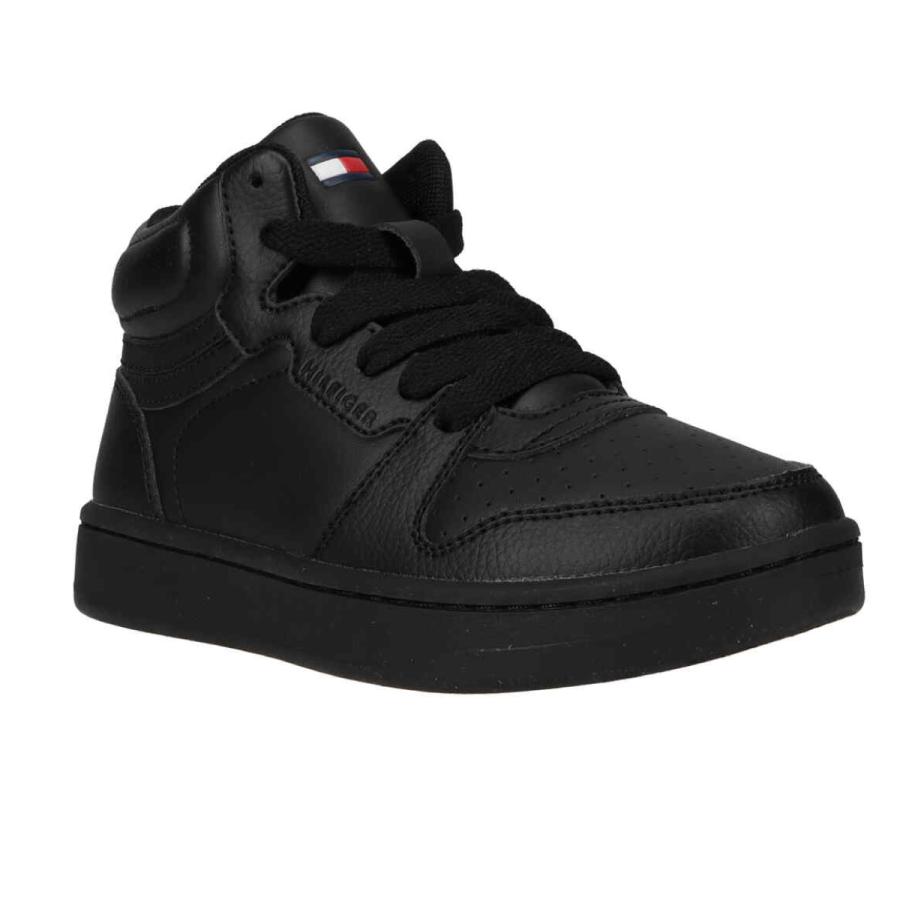 トミーヒルフィガー TOMMY HILFIGER スニーカー ジュニア企画サイズ   ザ ケイド ミッド ブラック フェイクレザー 合皮スニーカー CADE MID | TOMMY HILFIGER | 01