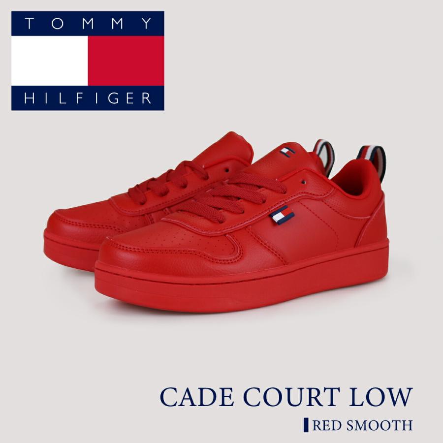 トミーヒルフィガー TOMMY HILFIGER スニーカー ジュニア企画サイズ  ケード コート ロー  レッド フェイクレザー 合皮スニーカー | TOMMY HILFIGER