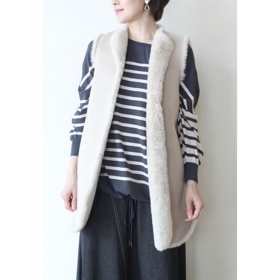 MARIED'OR（マリードール） リバーシブルエコファーベスト／ベージュ