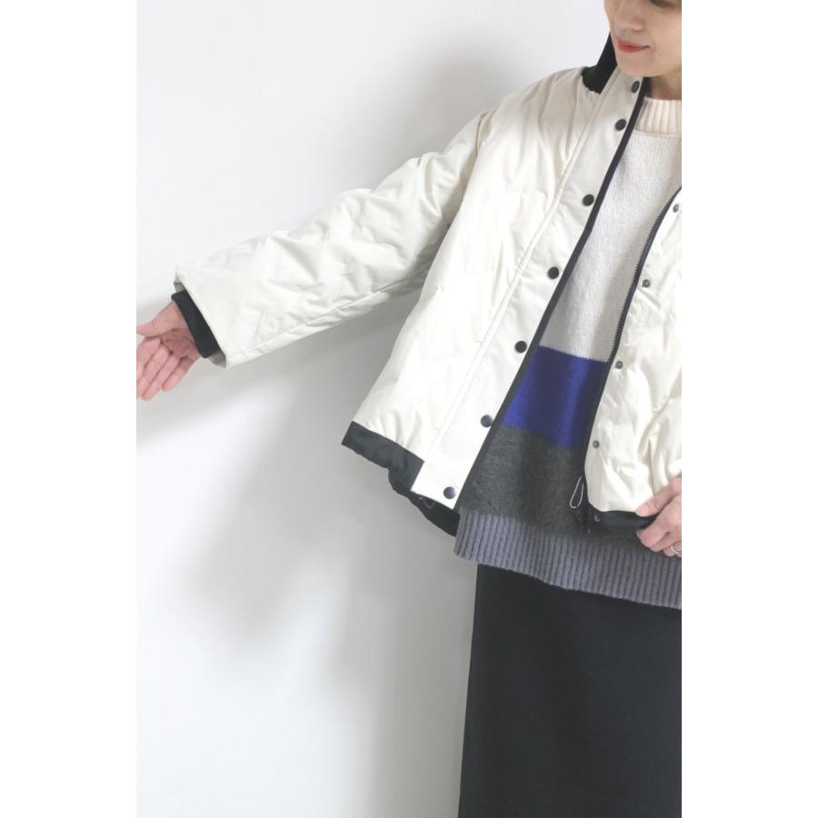 ドナマリ―（DONA MARIE）格子柄フレアダウンジャケット／ アイボリー